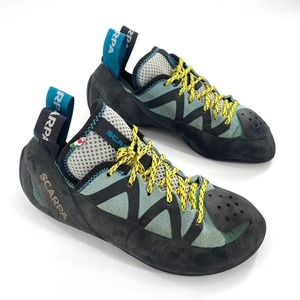 Scarpa Vapor Lace Rock Climbing Bouldering Shoes Lace Up Black Blue Sz 8Wmn/7Men